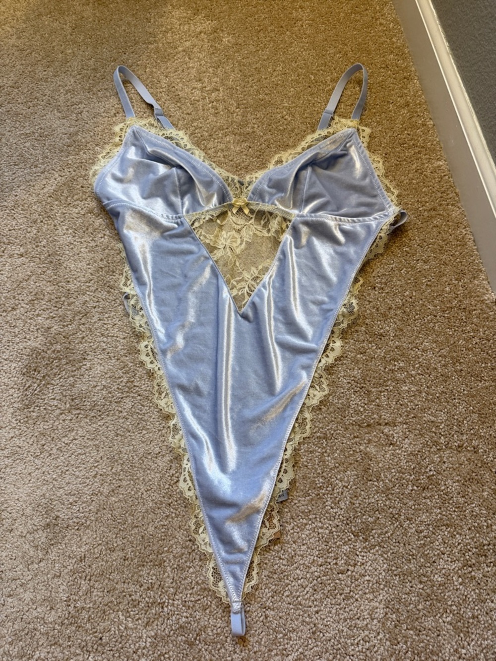 SKIMS Velvet Lace Teddy Chemise Lingerie Bodysuit in Periwinkle Multi Size 3X - Picture 6 of 7